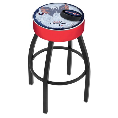 Holland Bar Stool Co 25" Washington Capitals Cushion Seat, Blk Wrinkle Base Swivel Bar Stool L8B125WshCap-D2